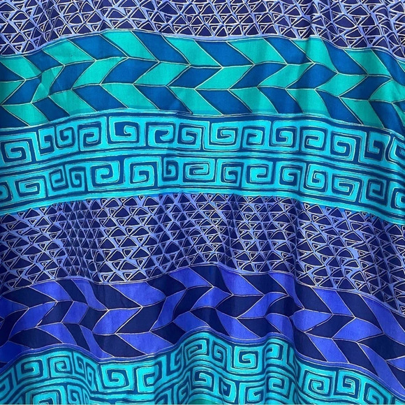 Vintage 80s 90s Silk Windbreaker Jacket Womens Medium Geometric Turquoise Blue - Picture 7 of 13
